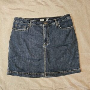 LEE Women's Plus Size 16W Denim Skorts‎ Mid Rise • Blue Darks